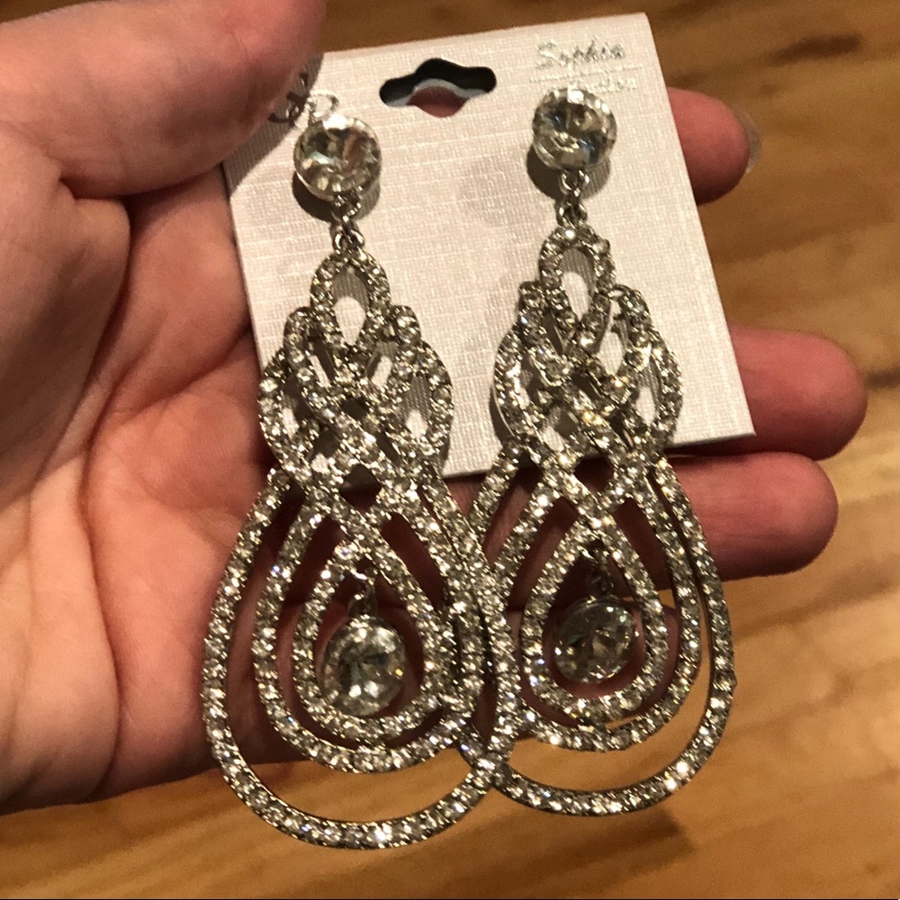 Sophia Collection Crystal Swirl Wedding Earrings